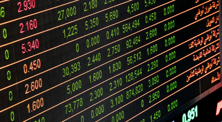 Stock market screen with ticker data, illustrating what is an ETF